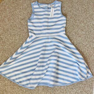 JANIE AND JACK Blue White Striped Summer Flared Dress Girls 12 NWT